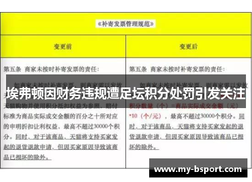 埃弗顿因财务违规遭足坛积分处罚引发关注 埃弗顿因财务违规遭足坛积分处罚引发关注